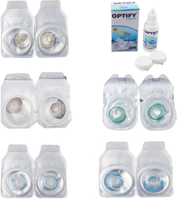 

Optify Combo Pack Monthly Color Contact Lens With Solution Monthly Contact Lens(0, Natural Grey-Grey-Sea Blue-Green Turquoise-Blue Topaz, Pack of 5)