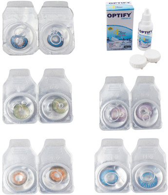 

Optify Combo Pack Monthly Color Contact Lens With Solution Monthly Contact Lens(0, Blue-Green-Honey-Violet-Blue Topaz, Pack of 5)