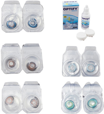 

Optify Combo Pack Monthly Color Contact Lens With Solution Monthly Contact Lens(0, Blue-Brown-Grey-Sea Blue-Green Turquoise, Pack of 5)