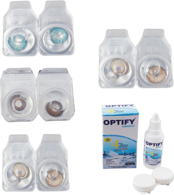 

Optify Combo Pack Monthly Color Contact Lens With Solution Monthly Contact Lens(0, Aqua-Brown-Gold-Hazel, Pack of 4)