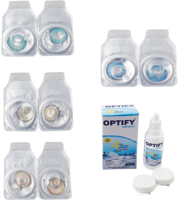 

Optify Combo Pack Monthly Color Contact Lens With Solution Monthly Contact Lens(0, Aqua-Natural Grey-Gold-Blue Topaz, Pack of 4)