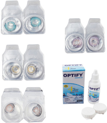 

Optify Combo Pack Monthly Color Contact Lens With Solution Monthly Contact Lens(0, Aqua-Natural Grey-Grey-Violet, Pack of 4)
