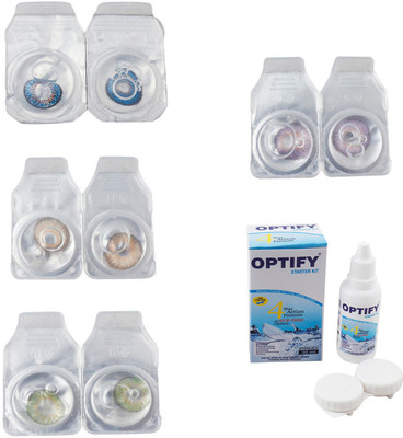 

Optify Combo Pack Monthly Color Contact Lens With Solution Monthly Contact Lens(0, Blue-Gold-Green-Violet, Pack of 4)