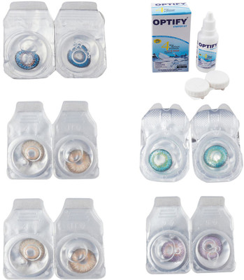 

Optify Combo Pack Monthly Color Contact Lens With Solution Monthly Contact Lens(0, Blue-Gold-Hazel-Green Turquoise-Violet, Pack of 5)