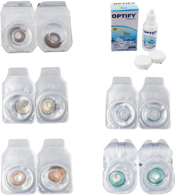 

Optify Combo Pack Monthly Color Contact Lens With Solution Monthly Contact Lens(0, Brown-Natural Grey-Honey-Sea Blue-Green Turquoise, Pack of 5)
