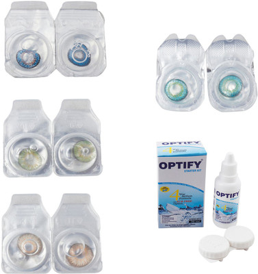 

Optify Combo Pack Monthly Color Contact Lens With Solution Monthly Contact Lens(0, Blue-Green-Hazel-Green Turquoise, Pack of 4)