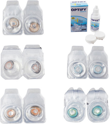 

Optify Combo Pack Monthly Color Contact Lens With Solution Monthly Contact Lens(0, Gold-Grey-Honey-Sea Blue-Green Turquoise, Pack of 5)