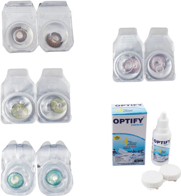 

Optify Combo Pack Monthly Color Contact Lens With Solution Monthly Contact Lens(0, Brown-Green-Green Turquoise-Violet, Pack of 4)