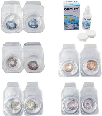 

Optify Combo Pack Monthly Color Contact Lens With Solution Monthly Contact Lens(0, Blue-Brown-Natural Grey-Honey-Violet, Pack of 5)