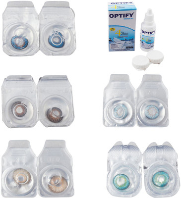 

Optify Combo Pack Monthly Color Contact Lens With Solution Monthly Contact Lens(0, Blue-Brown-Hazel-Sea Blue-Green Turquoise, Pack of 5)