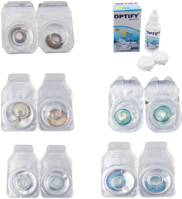 

Optify Combo Pack Monthly Color Contact Lens With Solution Monthly Contact Lens(0, Brown-Hazel-Sea Blue-Green Turquoise-Blue Topaz, Pack of 5)