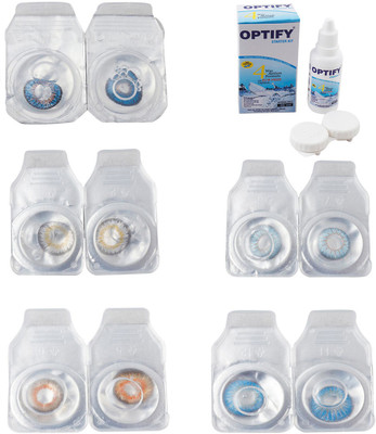 

Optify Combo Pack Monthly Color Contact Lens With Solution Monthly Contact Lens(0, Blue-Natural Grey-Honey-Sea Blue-Blue Topaz, Pack of 5)