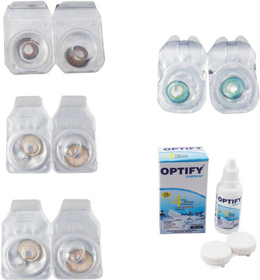

Optify Combo Pack Monthly Color Contact Lens With Solution Monthly Contact Lens(0, Brown-Gold-Hazel-Green Turquoise, Pack of 4)