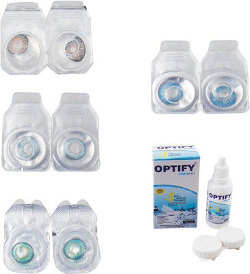 

Optify Combo Pack Monthly Color Contact Lens With Solution Monthly Contact Lens(0, Grey-Sea Blue-Green Turquoise-Blue Topaz, Pack of 4)