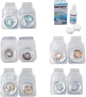 

Optify Combo Pack Monthly Color Contact Lens With Solution Monthly Contact Lens(0, Aqua-Brown-Hazel-Honey-Sea Blue, Pack of 5)