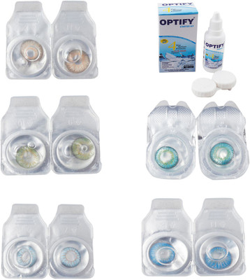 

Optify Combo Pack Monthly Color Contact Lens With Solution Monthly Contact Lens(0, Gold-Green-Sea Blue-Green Turquoise-Blue Topaz, Pack of 5)