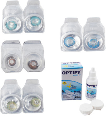 

Optify Combo Pack Monthly Color Contact Lens With Solution Monthly Contact Lens(0, Aqua-Brown-Green-Blue Topaz, Pack of 4)