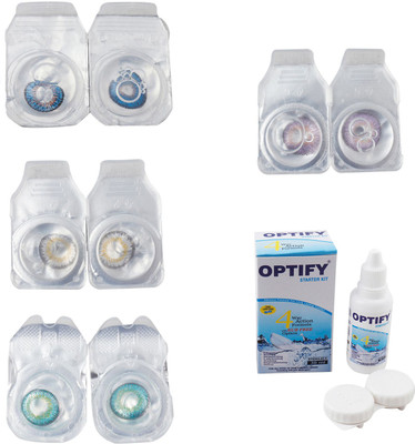 

Optify Combo Pack Monthly Color Contact Lens With Solution Monthly Contact Lens(0, Blue-Natural Grey-Green Turquoise-Violet, Pack of 4)