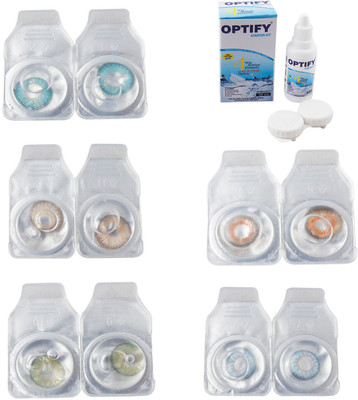

Optify Combo Pack Monthly Color Contact Lens With Solution Monthly Contact Lens(0, Aqua-Gold-Green-Honey-Sea Blue, Pack of 5)