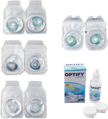 

Optify Combo Pack Monthly Color Contact Lens With Solution Monthly Contact Lens(0, Aqua-Blue-Sea Blue-Green Turquoise, Pack of 4)