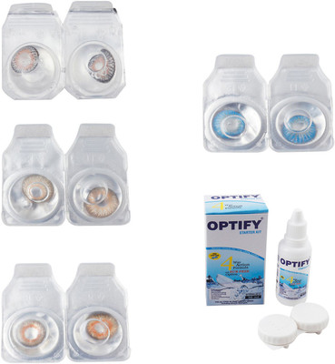 

Optify Combo Pack Monthly Color Contact Lens With Solution Monthly Contact Lens(0, Grey-Hazel-Honey-Blue Topaz, Pack of 4)