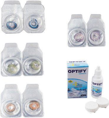 

Optify Combo Pack Monthly Color Contact Lens With Solution Monthly Contact Lens(0, Blue-Green-Honey-Violet, Pack of 4)