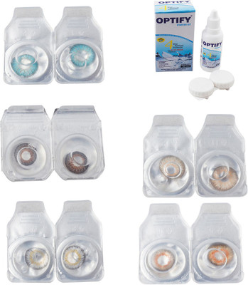 

Optify Combo Pack Monthly Color Contact Lens With Solution Monthly Contact Lens(0, Aqua-Brown-Natural Grey-Hazel-Honey, Pack of 5)