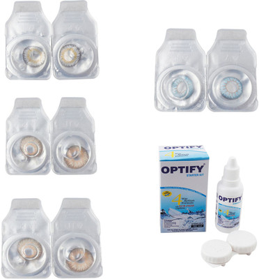 

Optify Combo Pack Monthly Color Contact Lens With Solution Monthly Contact Lens(0, Natural Grey-Gold-Hazel-Sea Blue, Pack of 4)