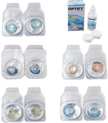 

Optify Combo Pack Monthly Color Contact Lens With Solution Monthly Contact Lens(0, Aqua-Blue-Green-Honey-Blue Topaz, Pack of 5)