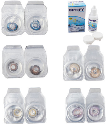 

Optify Combo Pack Monthly Color Contact Lens With Solution Monthly Contact Lens(0, Blue-Brown-Natural Grey-Gold-Violet, Pack of 5)