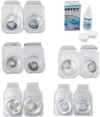 

Optify Combo Pack Monthly Color Contact Lens With Solution Monthly Contact Lens(0, Blue-Brown-Natural Grey-Grey-Sea Blue, Pack of 5)