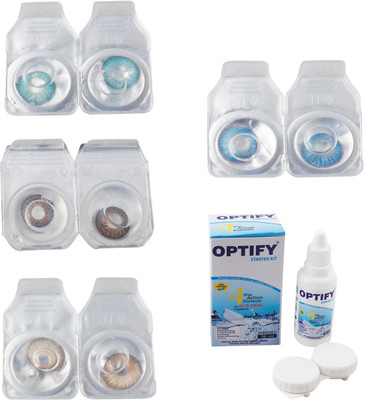 

Optify Combo Pack Monthly Color Contact Lens With Solution Monthly Contact Lens(0, Aqua-Brown-Hazel-Blue Topaz, Pack of 4)