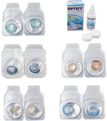 

Optify Combo Pack Monthly Color Contact Lens With Solution Monthly Contact Lens(0, Aqua-Blue-Natural Grey-Honey-Blue Topaz, Pack of 5)