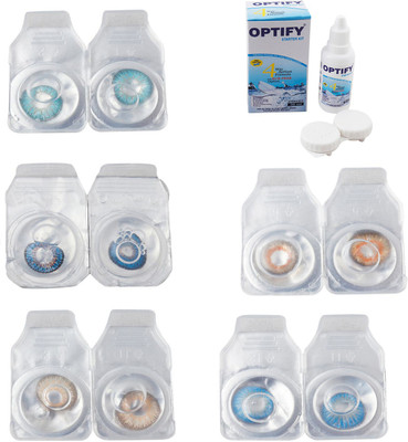 

Optify Combo Pack Monthly Color Contact Lens With Solution Monthly Contact Lens(0, Aqua-Blue-Hazel-Honey-Blue Topaz, Pack of 5)