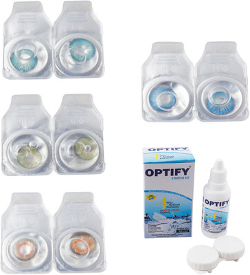 

Optify Combo Pack Monthly Color Contact Lens With Solution Monthly Contact Lens(0, Aqua-Green-Honey-Blue Topaz, Pack of 4)