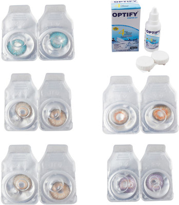 

Optify Combo Pack Monthly Color Contact Lens With Solution Monthly Contact Lens(0, Aqua-Gold-Hazel-Honey-Violet, Pack of 5)