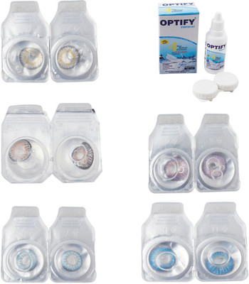 

Optify Combo Pack Monthly Color Contact Lens With Solution Monthly Contact Lens(0, Natural Grey-Grey-Sea Blue-Violet-Blue Topaz, Pack of 5)