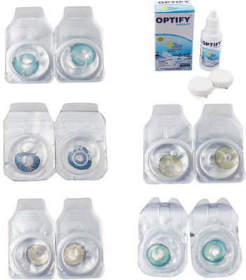 

Optify Combo Pack Monthly Color Contact Lens With Solution Monthly Contact Lens(0, Aqua-Blue-Natural Grey-Green-Green Turquoise, Pack of 5)