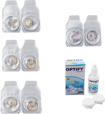 

Optify Combo Pack Monthly Color Contact Lens With Solution Monthly Contact Lens(0, Natural Grey-Gold-Hazel-Violet, Pack of 4)