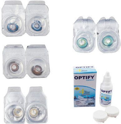

Optify Combo Pack Monthly Color Contact Lens With Solution Monthly Contact Lens(0, Blue-Brown-Natural Grey-Green Turquoise, Pack of 4)