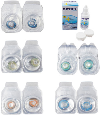 

Optify Combo Pack Monthly Color Contact Lens With Solution Monthly Contact Lens(0, Blue-Green-Honey-Green Turquoise-Blue Topaz, Pack of 5)