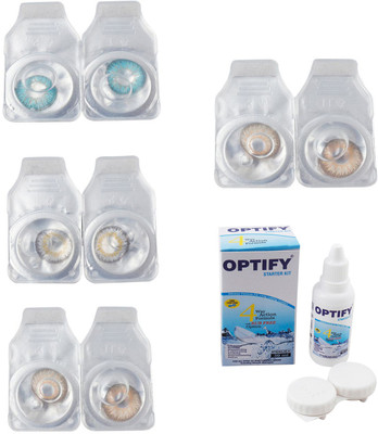 

Optify Combo Pack Monthly Color Contact Lens With Solution Monthly Contact Lens(0, Aqua-Natural Grey-Gold-Hazel, Pack of 4)