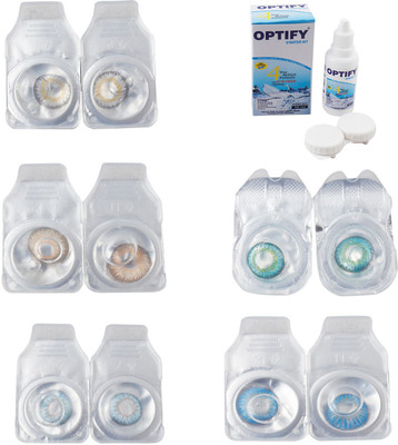 

Optify Combo Pack Monthly Color Contact Lens With Solution Monthly Contact Lens(0, Natural Grey-Hazel-Sea Blue-Green Turquoise-Blue Topaz, Pack of 5)