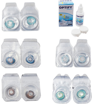 

Optify Combo Pack Monthly Color Contact Lens With Solution Monthly Contact Lens(0, Aqua-Blue-Brown-Sea Blue-Green Turquoise, Pack of 5)