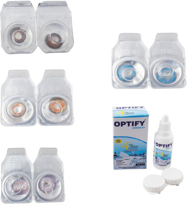 

Optify Combo Pack Monthly Color Contact Lens With Solution Monthly Contact Lens(0, Brown-Honey-Violet-Blue Topaz, Pack of 4)