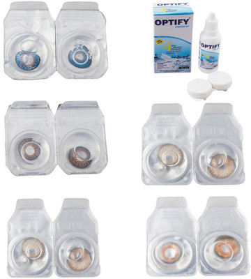 

Optify Combo Pack Monthly Color Contact Lens With Solution Monthly Contact Lens(0, Blue-Brown-Gold-Hazel-Honey, Pack of 5)