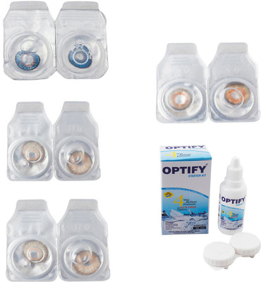 

Optify Combo Pack Monthly Color Contact Lens With Solution Monthly Contact Lens(0, Blue-Gold-Hazel-Honey, Pack of 4)