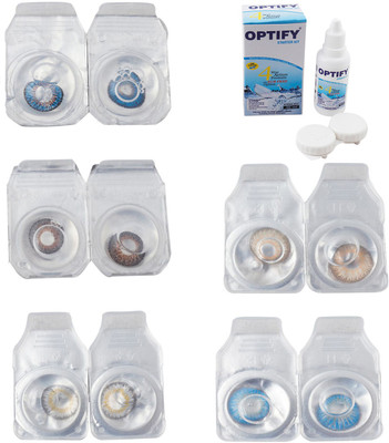 

Optify Combo Pack Monthly Color Contact Lens With Solution Monthly Contact Lens(0, Blue-Brown-Natural Grey-Hazel-Blue Topaz, Pack of 5)