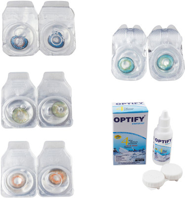 

Optify Combo Pack Monthly Color Contact Lens With Solution Monthly Contact Lens(0, Blue-Green-Honey-Green Turquoise, Pack of 4)