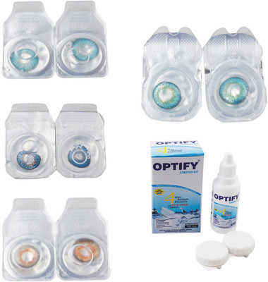 

Optify Combo Pack Monthly Color Contact Lens With Solution Monthly Contact Lens(0, Aqua-Blue-Honey-Green Turquoise, Pack of 4)